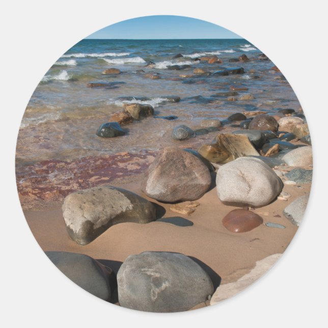 Sticker Rond USA, Michigan. Rounded Boulders (Devant)