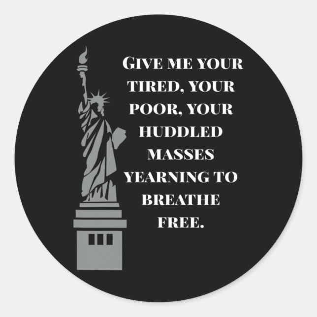 Sticker Rond Usa New Colossus Statue Of Liberty Anti-racism  (Devant)
