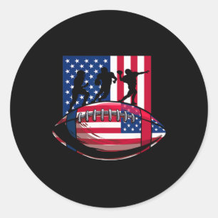 Sticker Rond Usa Patriot Ou Football Américain 4 Juillet Ameri