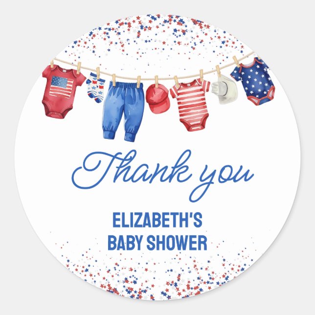 Sticker Rond USA Patriotic All American Baby Rouge Blanc et Ble (Devant)