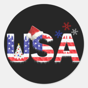 Sticker Rond USA pour Noël