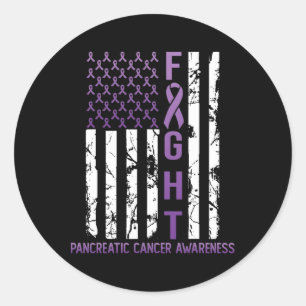 Sticker Rond Usa Purple Drapeau Mois Novembre Cancer Pancréatiq
