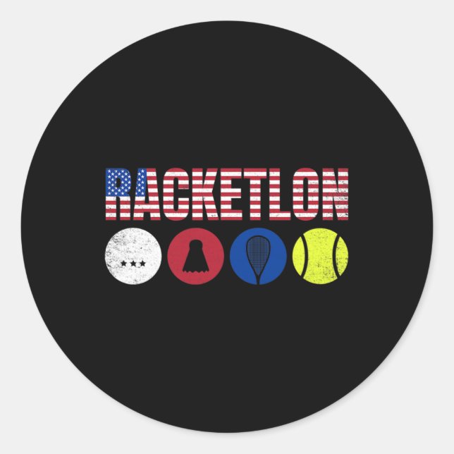 Sticker Rond Usa Racketlon - Tennis De Table Badminton Squash T (Devant)