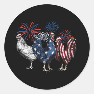 Sticker Rond Usa Rouge Blanc Et Bleu Rétro 4 juillet Américain
