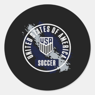 Sticker Rond Usa Soccer Rétro Peinture Rouge Usmnt Officielleme