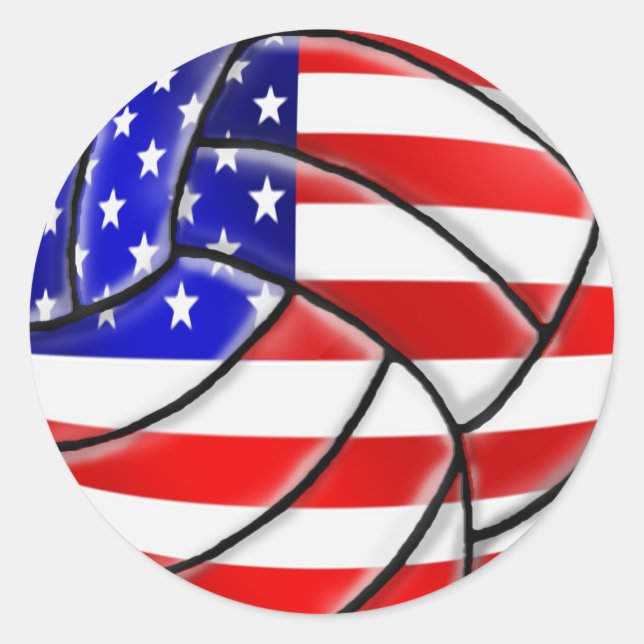Sticker Rond USA Sports - USA Volleyball (Devant)