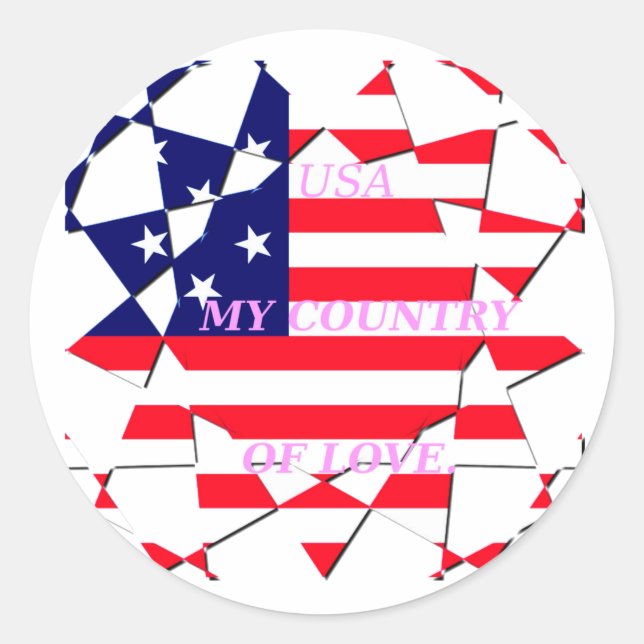 Sticker Rond USA Star Spangled Love My Country of Love (Devant)