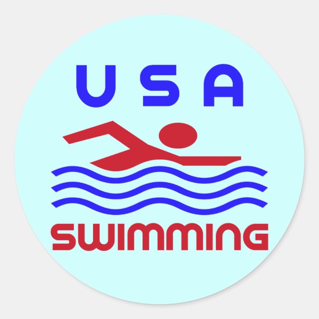 STICKER ROND USA SWIMMINING (Devant)