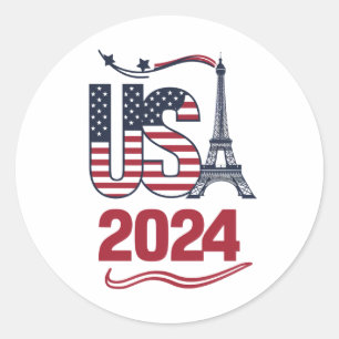 Sticker Rond USA Team American Flag Sport USA 2024