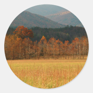 Sticker Rond USA, Tennessee. Cades Cove Dans Smoky Mountain
