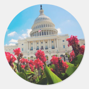Sticker Rond USA, Washington DC, Capitol Building