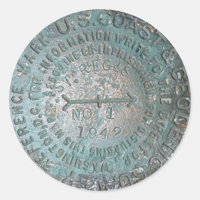 Sticker Rond USGS Benchmark, St. Regis Mountain Geodetic Survey (Devant)