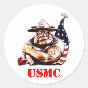 STICKER ROND USMC DE CHIEN DE DIABLE