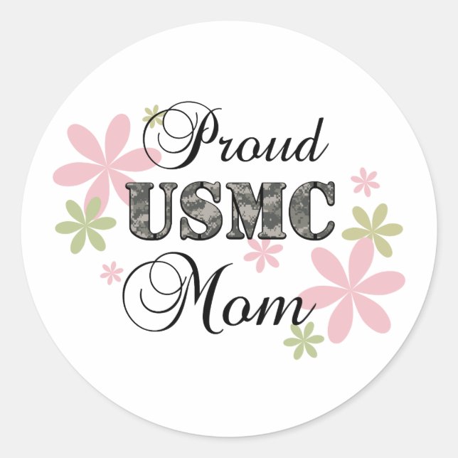 Sticker Rond USMC Mom [fl camo] (Devant)