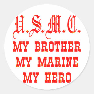 Sticker Rond USMC Mon frère Ma Marine Mon héros