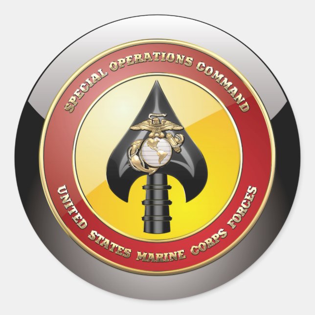 Sticker Rond USMC Opérations spéciales (MARSOC) [3D] (Devant)