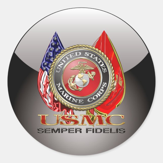 Sticker Rond USMC Semper Fi [édition spéciale] [3D] (Devant)