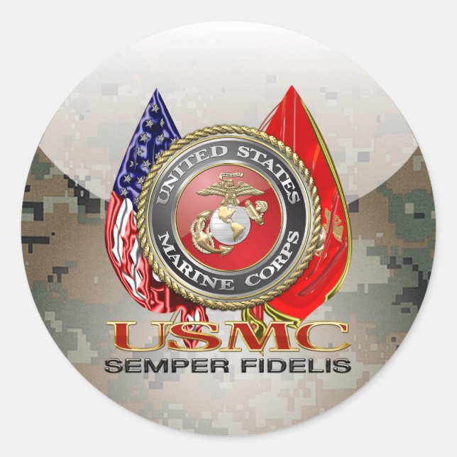 Sticker Rond USMC Semper Fi [édition spéciale] [3D] (Devant)