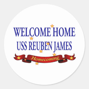 Sticker Rond USS à la maison bienvenu Reuben James