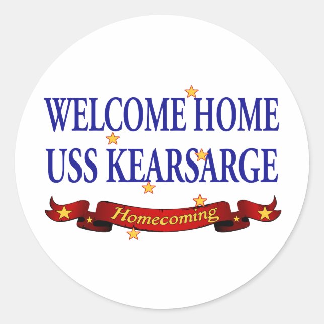 Sticker Rond USS Kearsarge à la maison bienvenu (Devant)