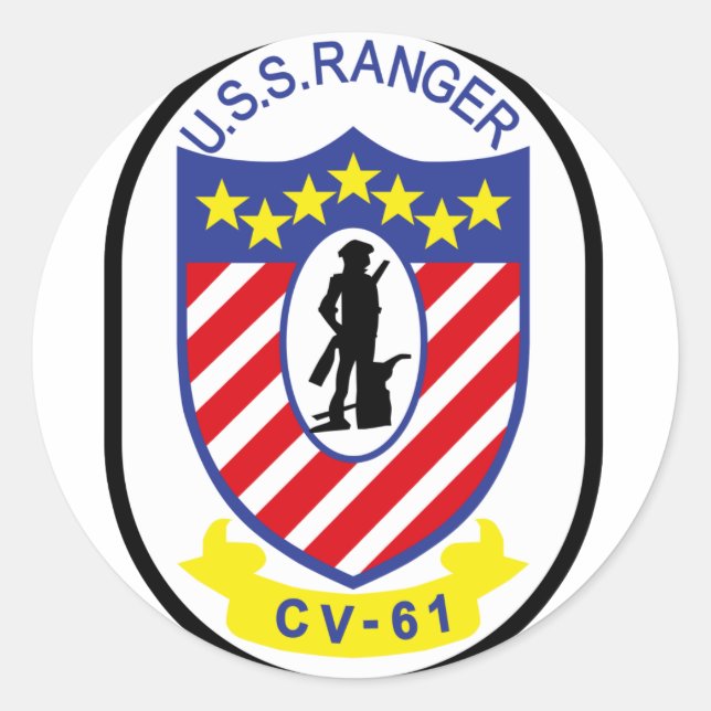 Sticker Rond USS Ranger (CV-61) (Devant)