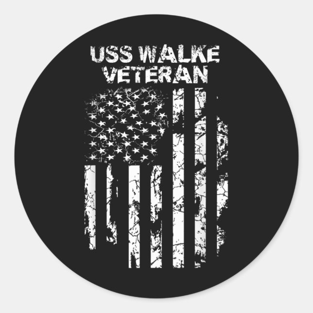 Sticker Rond Uss Walke Vétérinaire Militaire Distressé Drapeau  (Devant)