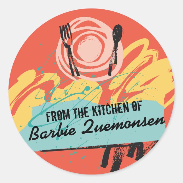 Sticker Rond ustensiles Abstraits de table de la cuisine de (Devant)