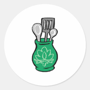 Sticker Rond Ustensiles de cuisine