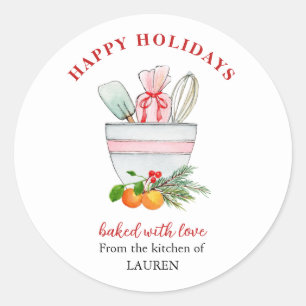 Sticker Rond Ustensiles de cuisine Bakers Noël Vacances Classiq