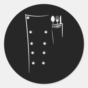 Sticker Rond Ustensiles de cuisine Design Chef Tenue culinaire