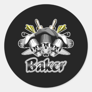 Sticker Rond Ustensiles de cuisine et de crâne Baker