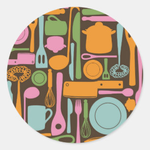 Sticker Rond Ustensiles de cuisine Motif 3