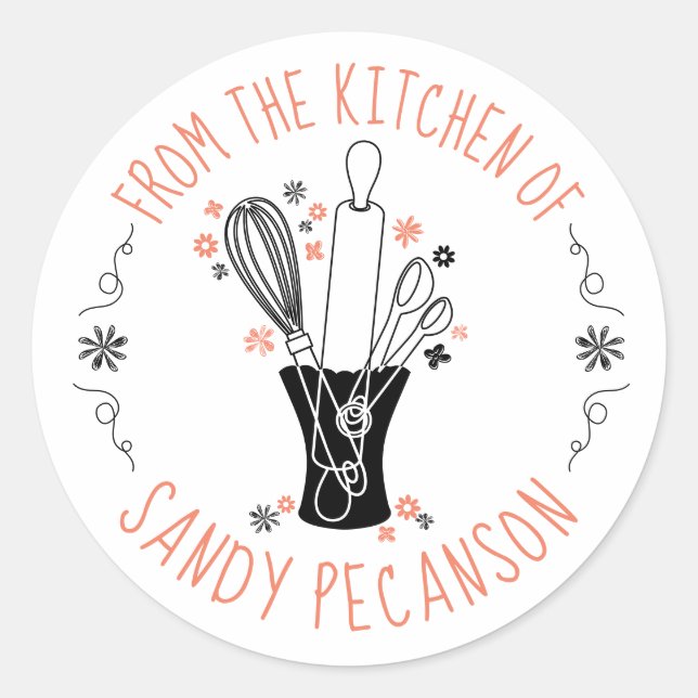 Sticker Rond ustensiles de cuisine vase boulangerie de la cuisi (Devant)