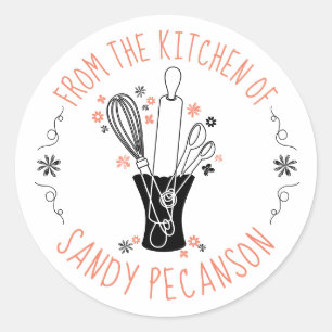 Sticker Rond ustensiles de cuisine vase boulangerie de la cuisi