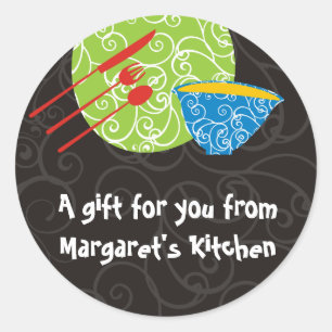 Sticker Rond Ustensiles décoratifs de cuvette de plat de ma