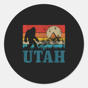 Sticker Rond Utah Bigfoot Vintage Montagnes Randonnée Camping C