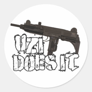 Sticker Rond Uzi il lance le T-shirt de la chemise   Uzi
