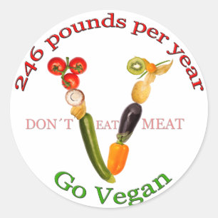 Sticker Rond "V" avec le slogan végétarien