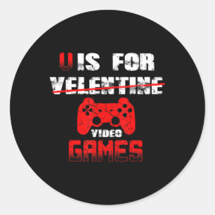 Sticker Rond V est pour Jeux Vidéos Garçons Valentines Jour enf