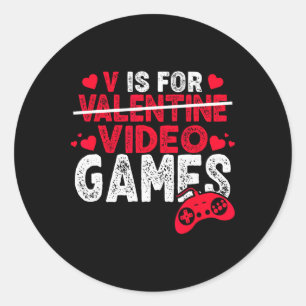 Sticker Rond V Est Pour Jeux Vidéos Valentines Jour Joueur Garç