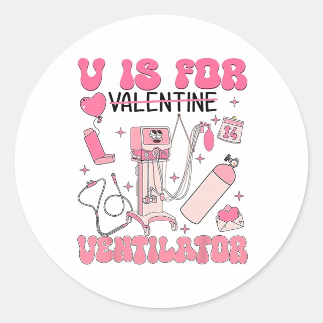 Sticker Rond V Est Pour Vent Valentine Respiratory Therapist He (Devant)