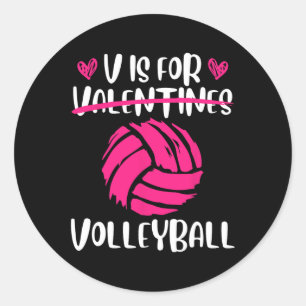 Sticker Rond V est pour volleyball Valentine Love Valentine39s