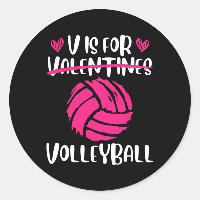Sticker Rond V est pour volleyball Valentine Love Valentine39s  (Devant)