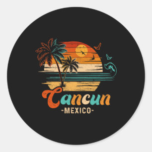 Sticker Rond Vacances à Cancun au Mexique 2025 Groupe Familial