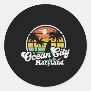 Sticker Rond Vacances à la plage d'Ocean City dans le Maryland