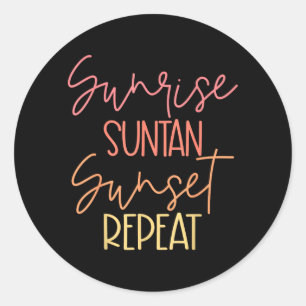 Sticker Rond Vacances à la plage Lever de soleil Coup de soleil
