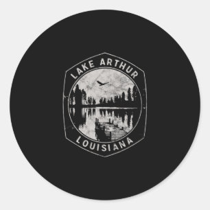 Sticker Rond Vacances à l'extérieur du lac Arthur en Louisiane 