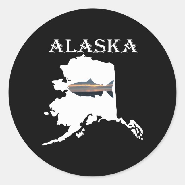 Sticker Rond Vacances Alaskan Saumon Pêche Alaska (Devant)