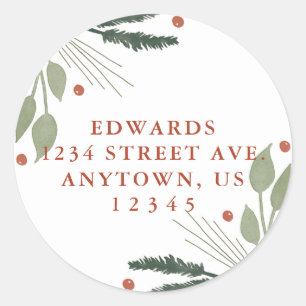 Sticker Rond Vacances Aquarelle Verdure Adresse de retour