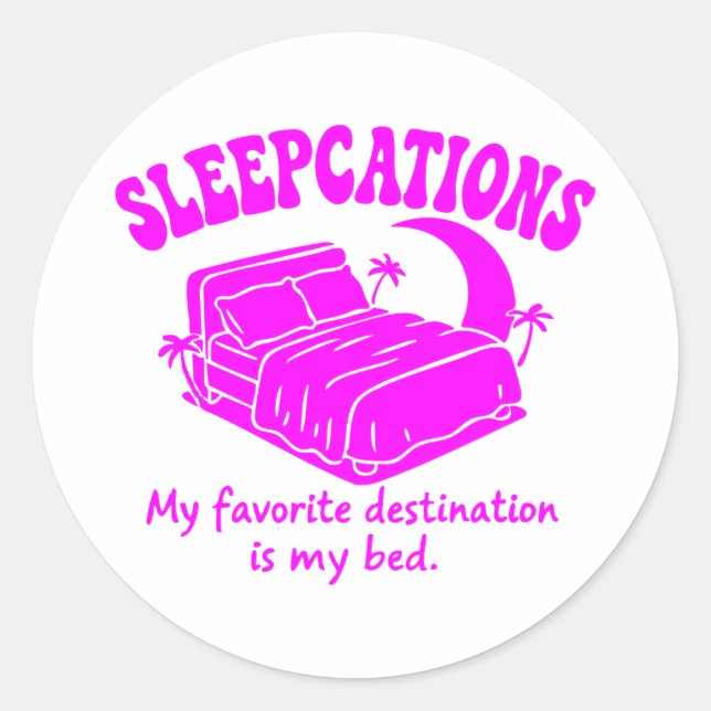 Sticker Rond Vacances au lit (Devant)